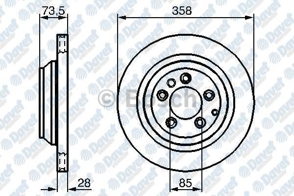 BOSCH 0986479259 Fren Diski Arka  Audi Q7 3.0 Tdi 06> Vw Touareg 02>Cay
